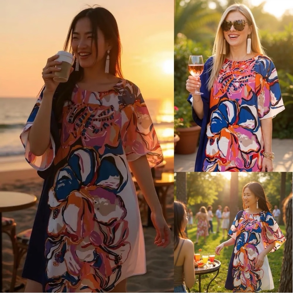 Anthropologie Maeve Vero Silk Shift Multicolor Floral Mini Dress Size Large